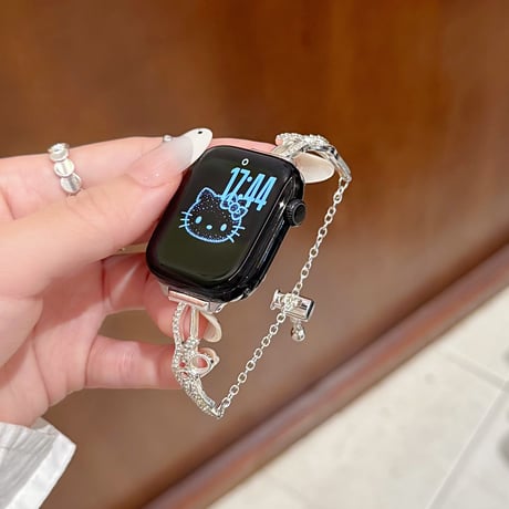 ダイヤリボン  AppleWatchバンド メタル AppleWatchベルト Series 11/10/9/8 SE3/2  Ultra3/2/1 高級感高品質 夏に人気[M6299]