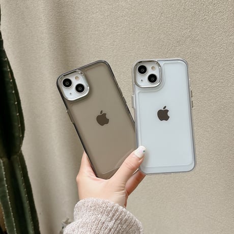シルバーレンズ枠 iphone14/13proケース 高透明感 iphone13/12/11カバー 黄ばまない 立体ボタン 男女お揃い[M3098]