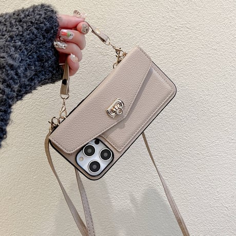 レザー カード入れ iphone14/14proケース ショルダー付き アイフォンSE3/13/12/11PROケース セレブ愛用 高級感 ガールズに人気[M2446]