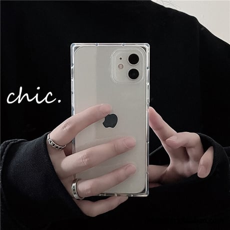スクエア iPhone14Pro/15ケース 透明 シンプル アイフォン13/12/11promaxクリアカバー 使いやすい 男女兼用 ツヤあり[M2666]