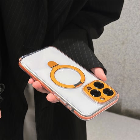黄ばまない iPhone15pro/15promaxケース MagSafeリングスタンド付 iPhone14promax/13pro/12カバー  コスパ高い 高品質 男女兼用 [M4275]