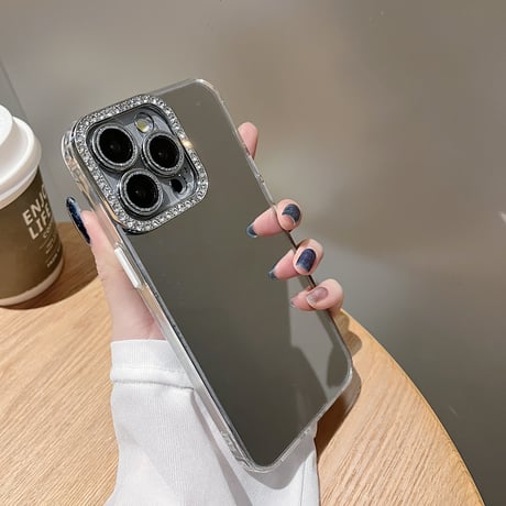 ミラー iPhone15/15proカバー ジュエリーレンズカバー iPhone14/13pro/12ケース お洒落 可愛い[M4556]