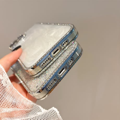 高級感 iPhone16pro/16カバー ダイヤデコライン ラメ入り iPhone15promax/14/13/12ケース 女子に人気[M5391]