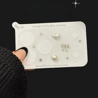 iPhone18Proシリーズ パール/ダイヤデコ カメラ保護カバー iPhone17ProMax iPhone17Pro リボン 韓国っぽ  フィルム 可愛い 使いやすい[M6004]