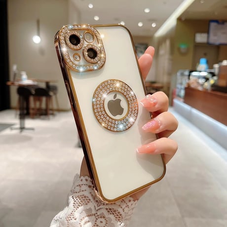 ジュエリー iPhone15/15proケース 黄ばまない キラキラ iPhone14/13/12カバー 女子力アップ きれい[M3952]