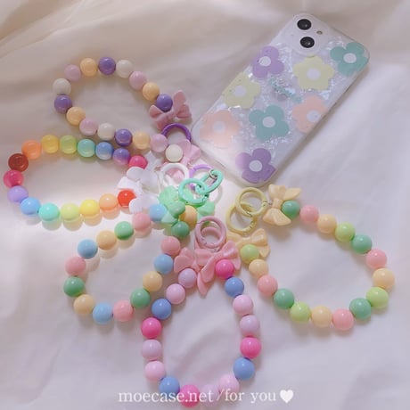 かわいいリボン付 ストラップ リング付き 使いやすい 多彩 綺麗 ギフトにおすすめ[M2791]