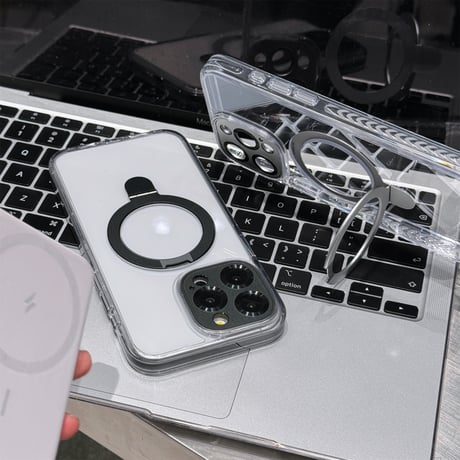 黄ばまない iPhone15pro/15promaxケース MagSafeリングスタンド付 iPhone14promax/13pro/12カバー  コスパ高い 高品質 男女兼用 [M4275]