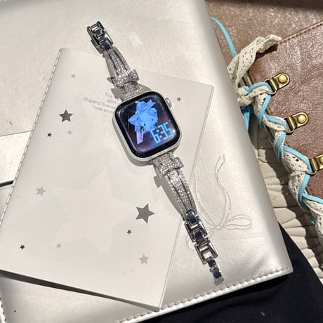 ダイヤリボン  AppleWatchバンド キラキラ感たっぷり AppleWatchベルト Series 11/10/9/8 SE3/2  Ultra3/2/1 高級感高品質 上品[M6455]