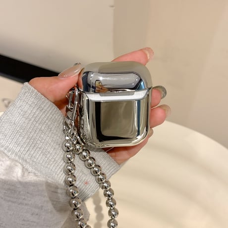 ジュエリーハート Airpods 4ケース 金属ビーズストラップ付 Airpodspro2/proカバー Airpods3/2 めっちゃ可愛い光沢感[M4899]