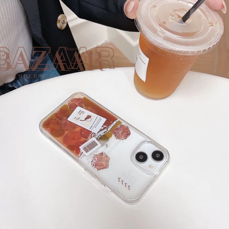 動く液体アイスコーヒー iPhone16/15pro/13/14ケース  氷入り ラッテ  アイフォン12/11proクリアカバー 面白い ストレス解消 頑丈 [M2958]