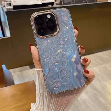シェル風 iPhone15/15proケース 貝殻紋 アイフォン14/13proカバー宝石のように輝く おしゃれ頑丈  [M3479]
