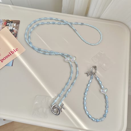 クリスタル熊ちゃん ストラップ ロング/ショート バックチャーム 高級感 キラキラ きれい 大人可愛い オシャレ 取り付け外し簡単 [M4729]