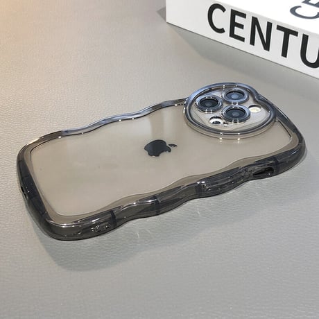 滑りにくい透明 iphone14plus/13proケース  ハート型カメラレンズ アイフォン12/11カバー  波紋枠 可愛い[M2178]