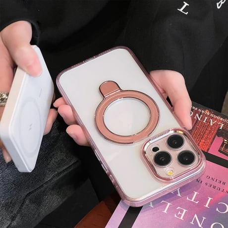 高機能 Magsafeスタンド付 iPhone15/15proケース 高品質黄ばまない iPhone14Pro/13proクリアケース  滑り止め 丈夫 高透明[M3897]