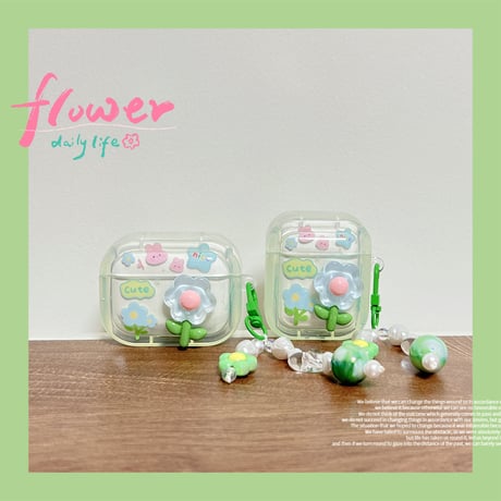 【Airpods 4】草花 AirpodsPro2ケース キラキラ airpods3/2/1ケース  かわいいアクセサリー付き うねうね 耐衝撃クリアケース ギフトにおすすめ[M3087]