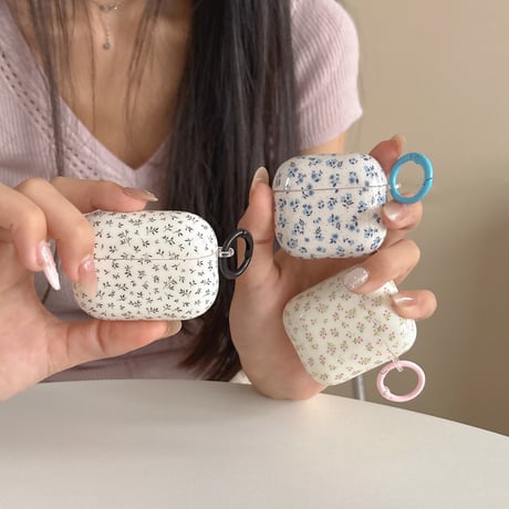 韓国っぽ AirpodsPro3ケース 花柄 Airpods4カバー  AirpodsPro2/Pro1カバー リング付き オシャレさんにおすすめ[M6536]