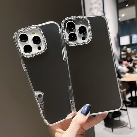 鏡 iPhone15pro/15カバー ジュエリーデコ iPhone14promax/13pro/12カバー メイク直し お洒落[M4577]