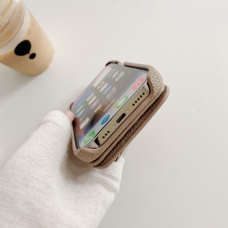 小銭/カード収納 iPhone15/14ケース 鏡付 レザー製iphone13/12/11proカバー  高品質便利 高級感 ギフトにおすすめ[M3152]