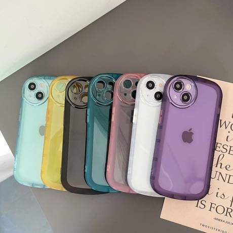 シンプル透明 iphone14/13ケース  耐衝撃枠 iphone12/11カバー   高級感 可愛い円形カメラレンズ枠 [M1933]