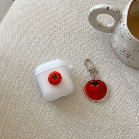 トマト Airpods 4ケース 指紋防止 Airpods3/2カバー Airpodspro2/pro  キーホルダー付き 黄ばまない[M5022]