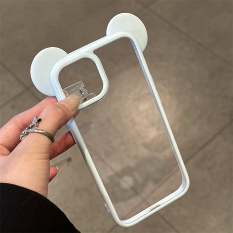 可愛い耳付 iPhone17/16Proケース パステルカラー iPhone15plus/14pro/13カバー 淡色透明ケース 黄ばまない GIFT [M5538]