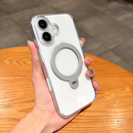 カメラコントロールカバー付クリアケース iPhone16Pro 16 16Plus 16ProMaxケース MagSafeリングスタンド 黄ばまない 頑丈 [M4850]