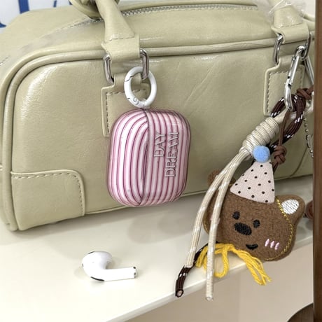 ピンク縞模様 Airpods 4ケース リング付 Airpodspro2/proカバー エアーポッズ第3/2世代 シック 女子力アップ[M5087]