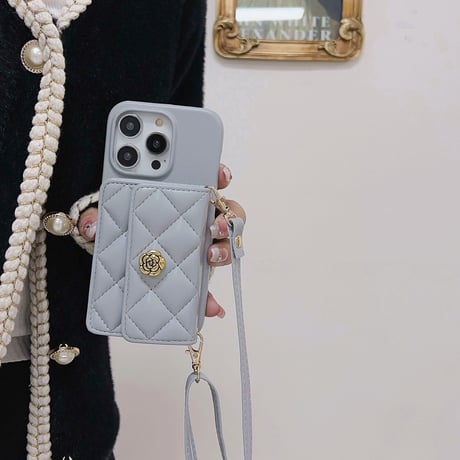 カード収納/小銭入れ iPhone15/15proケース レザー アイフォン13/12/11proケース ストラップ 高品質 有名人愛用[M3502]
