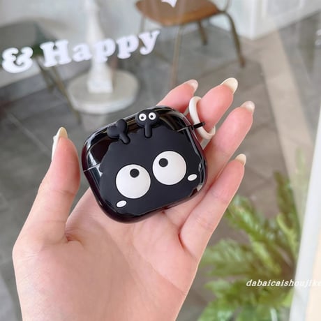 モンスター Airpods第四世代ケース ギフトにおすすめ Airpodspro2/proカバー  Airpods3/2 リング付 ブラック 可愛い[M5047]