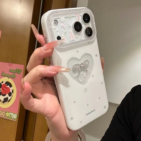 ジュエリーリボン iPhone17/17Proケース ラメ入り 韓国っぽい iPhone17promax/16/15カバー キラキラ オシャレ  大人可愛い [M5704]