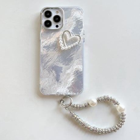 キラキラ iPhone15/16proケース パープストラップ付 アイフォン14プロ/13/12カバー 綺麗 女子力アップ [M4567]