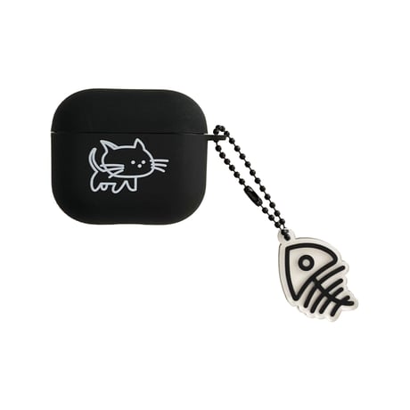 猫と魚 AirPodsPro2ケース 可愛い お揃い airpodsカバー  マット 指紋防止 ギフトにおすすめ[M2412]