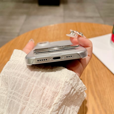 スタンド付 iPhone16plus/16proケース マット 指紋防止 iPhone15Promax/14/13miniカバー 薄型軽量 シンプル [M5403]