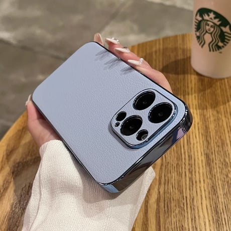 レザー iPhone15/15proケース メッキサイド iPhone14/13proカバー 高級感 指紋防止 シンプル  ビジネス風[M3524]