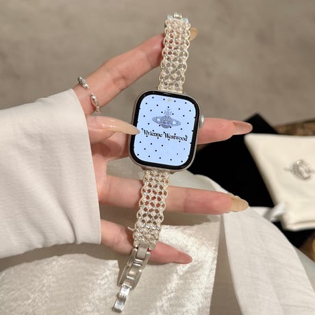 パール  AppleWatchバンド 上品 メタル AppleWatchベルト Series 11/10/9/8 SE3/2  Ultra3/2/1 高級感高品質 エレガント[M6440]