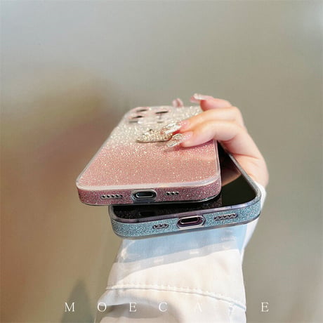ジュエリーハクチョウ iPhone14/15Proケース 豪華 アイフォン13/12/11カバー ラメ入りシール カメラレンズフイルム付き 綺麗 お洒落[M2743]