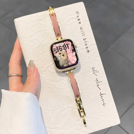 レザーとメタル AppleWatchバンド 高級感 上品アップルウォッチバンド Series11/10/9 8 7 6 5 4  3 2 SE3 SE2 Ultra3 セレブ愛用[M6368]