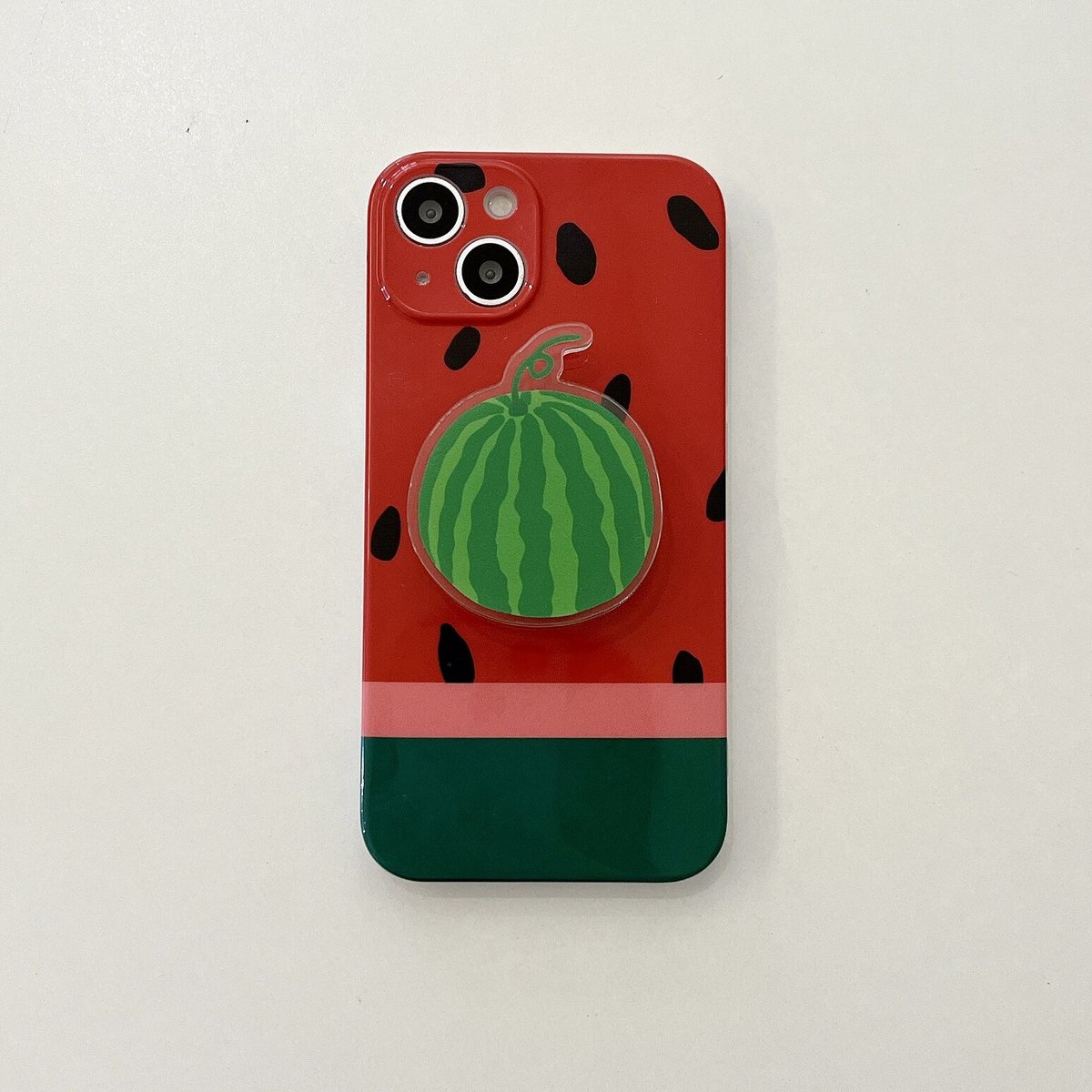 フクモトミチカズクリスマス限定iPhone16promaxのC スイカ iphone13/12promaxカバー スマホグリップ付 アイフォン11