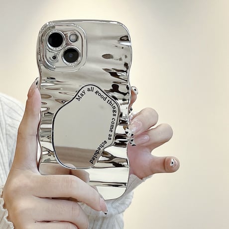 うねうねミラー iphone15/15proケース  丈夫 アイフォン14/13/12Proカバー  高級感シック ギフトにおすすめ[M3638]