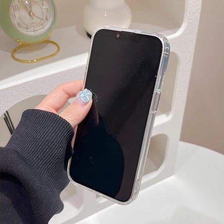 女子力アップ ミラーiPhone15/15proケース パール/蝶デコ iPhone14/13pro/12ケース かわいい きれい[M4357]