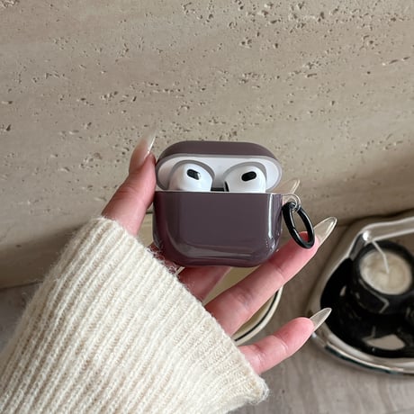 Airpods Pro3ケース カバー 無地  Airpods 4/3カバー  AirpodsPro2/1  光沢感 リング付 持ち運びやすい [M6121]