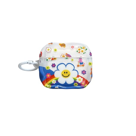 韓国風 Airpods第四世代ケース 笑顔花/クマ AirpodsPro2ケース airpods3カバー リング付き お揃い Gift [M5338]