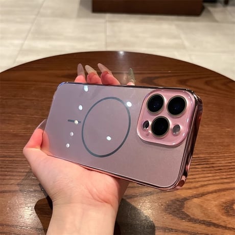 夏に人気強力マグネット iPhone16pro/16ケース ワイヤレス充電 耐衝撃iPhone15pro/14/13カバー カメラ保護 艶感涼しい感じ 耐久性 [M5389]
