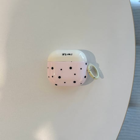ピンク it's ok Airpods Pro3ケース 水玉模様 Airpods4/3カバー pro2/pro1 リング/星キーホルダー 韓国風[M6254]