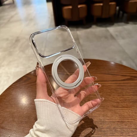 高透明 iPhone17pro/16promaxケース MagSafeリングスタンド iPhone15/14pro/13promax/12ケース シンプル 黄ばまない 高機能[M4100]