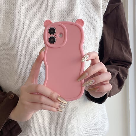 耳付 シリコン iPhone16pro/16plusケース うねうね iPhone15pro/14/13proカバー シンプル 可愛い [M4972]