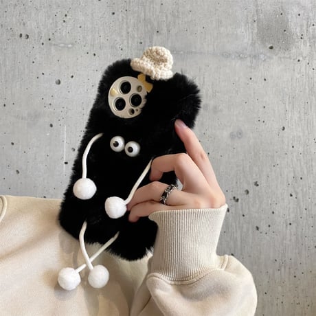 帽子つけるモンスター iphone14/14proケース  リボンカメラカバー アイフォン13/12/11カバー お揃い  ギフトにおすすめ[M2324]