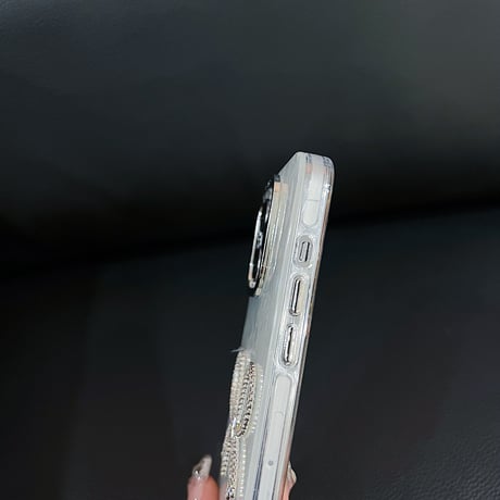 ジュエリーリボン iPhone15/15plusケース シェル風 キラキラiphone14/13/12proカバー 女子力アップ 可愛い[M3967]