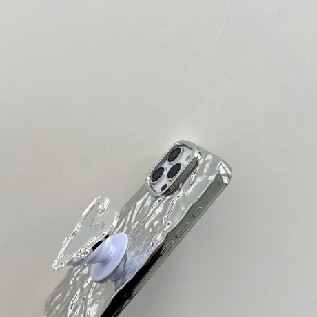 しわ模様 iPhone17/16proケース ハート型ミラー付グリップ付 iPhone15promax/14proケース ジュエリーストラップ 高機能[M5640]