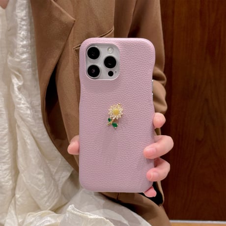 回転可花デコ iPhone16pro/16ケース レザー iPhone15pro/14/13promaxカバー 上品高品質 エレガント [M5413]